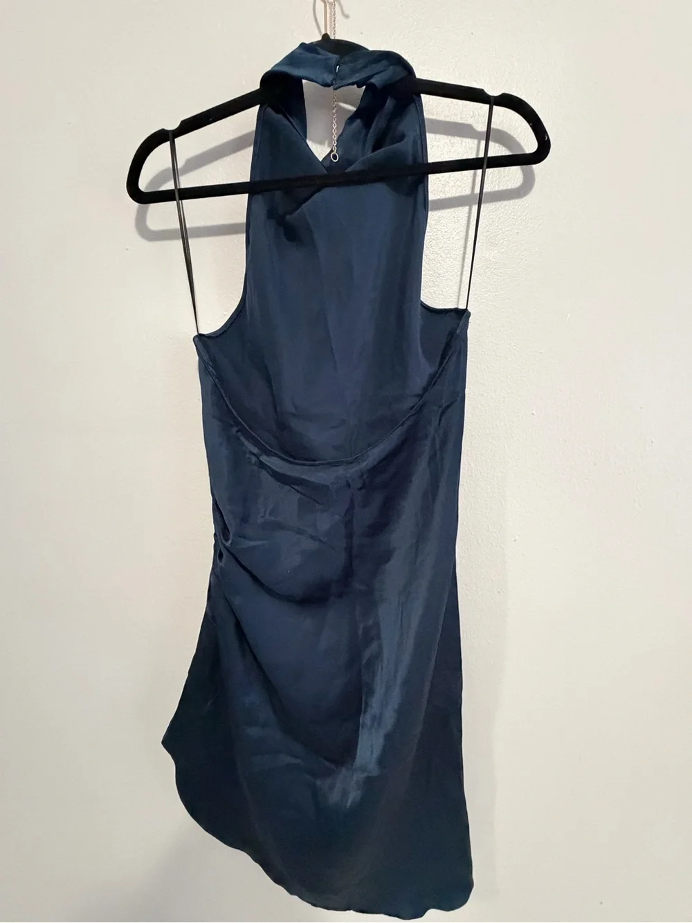 Amanda Uprichard Navy Satin Halter Mini Dress - Picture 4 of 5